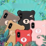 Wholesale iPhone Xs Max 3D Teddy Bear Design Case with Hand Strap (Brown)